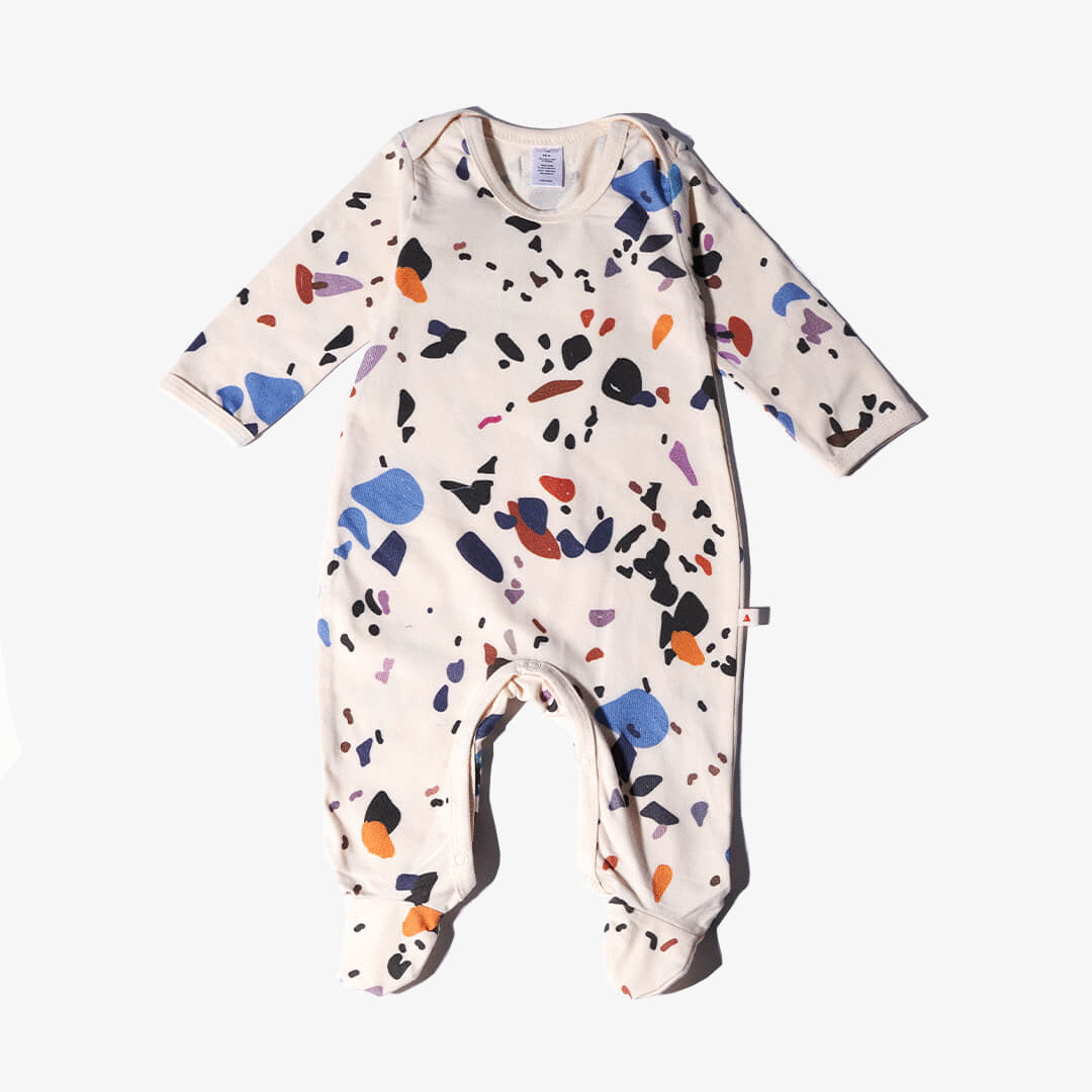 Body mit langen Ärmeln für Babys mit farbigen DOTS-Print